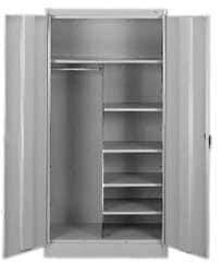 Tennsco - 6 Shelf Combination Storage Cabinet - Steel, 36" Wide x 24" Deep x 78" High, Putty - USA Tool & Supply