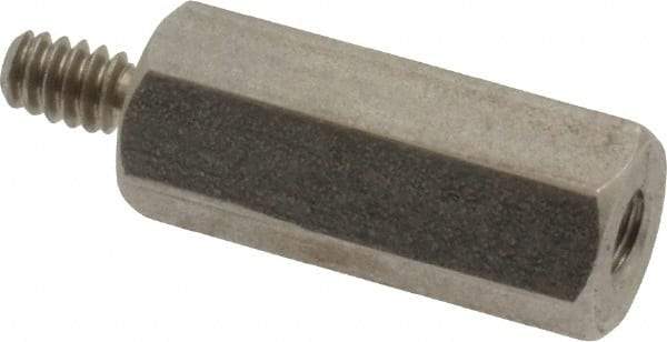 Electro Hardware - #4-40, 13/16" OAL, 1/4" Across Flats, Stainless Steel Hex Male/Female Circuit Board Standoffs - 1/4" Thread Depth, 5/8" Body Length, Bright Finish - USA Tool & Supply