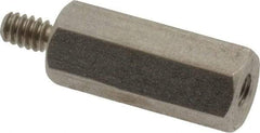 Electro Hardware - #4-40, 13/16" OAL, 1/4" Across Flats, Stainless Steel Hex Male/Female Circuit Board Standoffs - 1/4" Thread Depth, 5/8" Body Length, Bright Finish - USA Tool & Supply