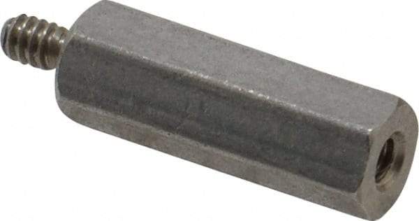 Electro Hardware - #4-40, 15/16" OAL, 1/4" Across Flats, Stainless Steel Hex Male/Female Circuit Board Standoffs - 1/4" Thread Depth, 3/4" Body Length, Bright Finish - USA Tool & Supply