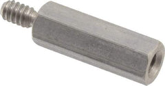 Electro Hardware - #6-32, 1" OAL, 1/4" Across Flats, Stainless Steel Hex Male/Female Circuit Board Standoffs - 3/8" Thread Depth, 3/4" Body Length, Bright Finish - USA Tool & Supply