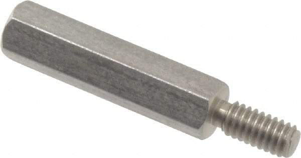 Electro Hardware - #8-32, 1-3/8" OAL, 1/4" Across Flats, Stainless Steel Hex Male/Female Circuit Board Standoffs - 7/16" Thread Depth, 1" Body Length, Bright Finish - USA Tool & Supply