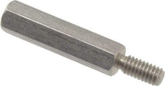 Electro Hardware - #8-32, 1-3/8" OAL, 1/4" Across Flats, Stainless Steel Hex Male/Female Circuit Board Standoffs - 7/16" Thread Depth, 1" Body Length, Bright Finish - USA Tool & Supply