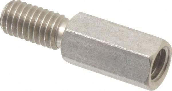Electro Hardware - #10-32, 7/8" OAL, 1/4" Across Flats, Stainless Steel Hex Male/Female Circuit Board Standoffs - 1/2" Thread Depth, 1/2" Body Length, Bright Finish - USA Tool & Supply