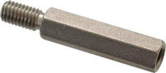 Electro Hardware - #10-32, 1-3/8" OAL, 1/4" Across Flats, Stainless Steel Hex Male/Female Circuit Board Standoffs - 1/2" Thread Depth, 1" Body Length, Bright Finish - USA Tool & Supply