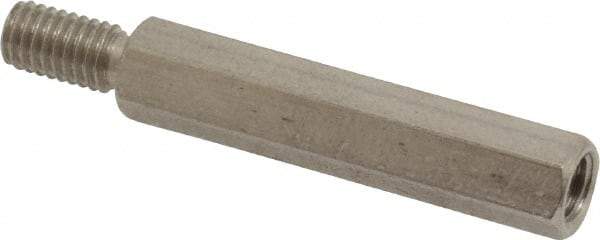 Electro Hardware - #10-32, 1-5/8" OAL, 1/4" Across Flats, Stainless Steel Hex Male/Female Circuit Board Standoffs - 1/2" Thread Depth, 1-1/4" Body Length, Bright Finish - USA Tool & Supply