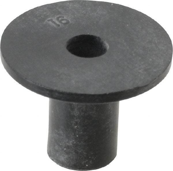 Au-Ve-Co Products - #8-32, 3/4" Diam x 0.062" Thick Flange, Rubber Insulated Rivet Nut - UNC Thread, Neoprene, 1/2" Long x 5/16" Body Diam, 0.575" OAL - USA Tool & Supply