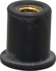 Au-Ve-Co Products - 1/4-20, 5/8" Diam x 0.051" Thick Flange, Rubber Insulated Rivet Nut - UNC Thread, Neoprene, 19/32" Long x 1/2" Body Diam, 0.641" OAL - USA Tool & Supply