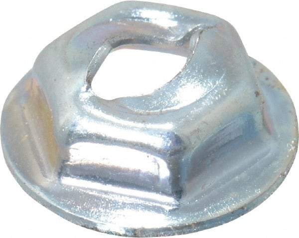 Value Collection - 1/8" Hole Diam, 7/16" OD, 5/16" Width Across Flats Washer Lock Nut - Zinc-Plated Spring Steel, For Use with Non Threaded Fasteners - USA Tool & Supply