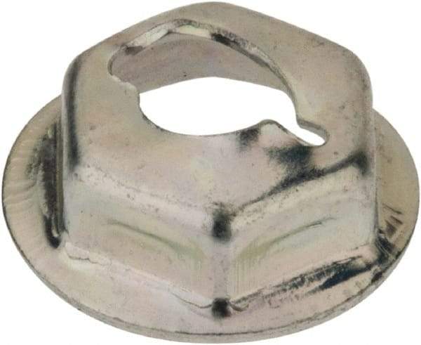 Au-Ve-Co Products - 3/16" Hole Diam, 1/2" OD, 3/8" Width Across Flats Washer Lock Nut - Zinc-Plated Spring Steel, For Use with Non Threaded Fasteners - USA Tool & Supply