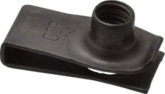 Au-Ve-Co Products - 5/16-18 Screw, 0.025 to 0.15" Thick, Spring Steel Extruded Tapped Hole U Nut - 27/32" Center Edge, Black Phosphate Finish - USA Tool & Supply