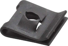 Value Collection - #8 Screw, 0.025 to 0.04" Thick, Spring Steel Standard U Nut - 1/4" Center Edge, Black Phosphate Finish - USA Tool & Supply