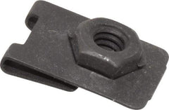 Value Collection - 1/4-20 Screw, 0.032 to 0.093" Thick, Spring Steel J Nut Retainer - 1/2" Center Edge, Black Phosphate Finish - USA Tool & Supply