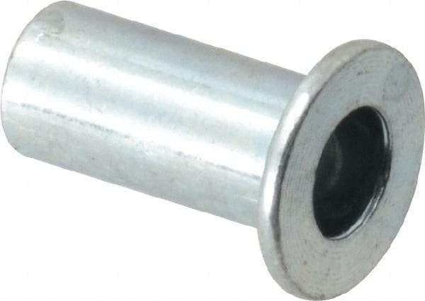 Value Collection - #10-32, 0.01 to 0.08" Grip, Steel Standard Rivet Nut - Drill Size Letter F, Flat Head - USA Tool & Supply