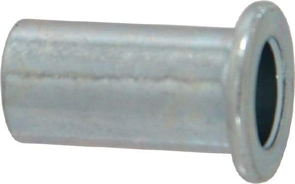 Value Collection - 1/4-20, 0.02 to 0.08" Grip, Steel Standard Rivet Nut - Drill Size Letter R, Flat Head - USA Tool & Supply