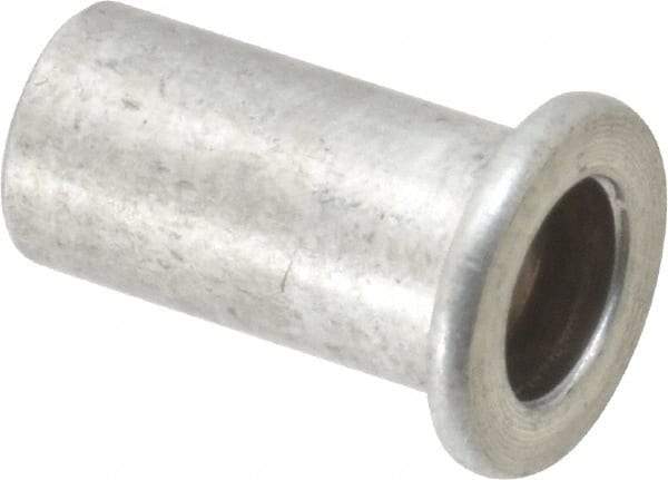 Value Collection - 1/4-20, 0.02 to 0.08" Grip, Aluminum Standard Rivet Nut - Drill Size Letter R, Flat Head - USA Tool & Supply