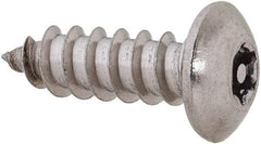 Value Collection - #8 Button Head Torx Sheet Metal Screw - Stainless Steel, 1/2" Length Under Head, Grade 18-8, T15 Drive - USA Tool & Supply