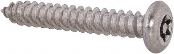 Value Collection - #10 Button Head Torx Sheet Metal Screw - Stainless Steel, 1-1/4" Length Under Head, Grade 18-8, T25 Drive - USA Tool & Supply