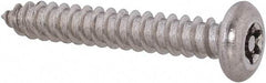 Value Collection - #10 Button Head Torx Sheet Metal Screw - Stainless Steel, 1-1/4" Length Under Head, Grade 18-8, T25 Drive - USA Tool & Supply