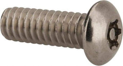 Made in USA - 1/4-20 UNC, 3/4" Length Under Head Torx Drive Machine Screw - Button Head, Grade 18-8 Stainless Steel, Uncoated, Without Washer - USA Tool & Supply