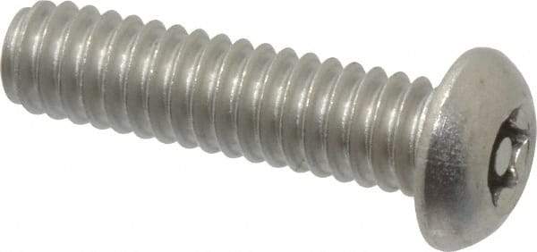 Made in USA - 1/4-20 UNC, 1" Length Under Head Torx Drive Machine Screw - Button Head, Grade 18-8 Stainless Steel, Uncoated, Without Washer - USA Tool & Supply