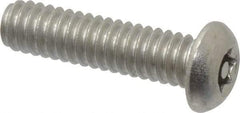 Made in USA - 1/4-20 UNC, 1" Length Under Head Torx Drive Machine Screw - Button Head, Grade 18-8 Stainless Steel, Uncoated, Without Washer - USA Tool & Supply