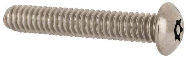 Made in USA - 1/4-20 UNC, 1-1/2" Length Under Head Torx Drive Machine Screw - Button Head, Grade 18-8 Stainless Steel, Uncoated, Without Washer - USA Tool & Supply