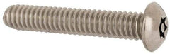 Made in USA - 1/4-20 UNC, 1-1/2" Length Under Head Torx Drive Machine Screw - Button Head, Grade 18-8 Stainless Steel, Uncoated, Without Washer - USA Tool & Supply
