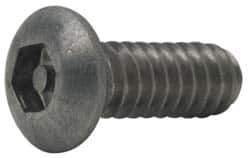 Made in USA - #10-24 UNC Pin In Hex Socket Drive, Button Screw - Grade 18-8 Stainless Steel, Uncoated, 3/8" Length Under Head - USA Tool & Supply