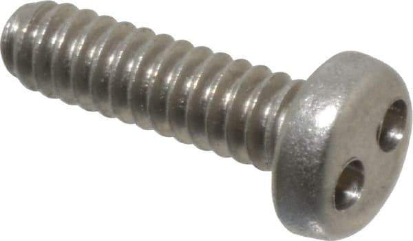 Made in USA - #6-32 UNC, 1/2" OAL Spanner Drive Machine Screw - Pan Head, Grade 18-8 Stainless Steel, Uncoated, Without Washer - USA Tool & Supply