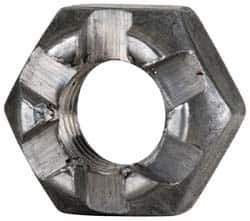 Value Collection - 1/4-28 UNF Grade 5 Steel Castle Locknut - 7/16" Width Across Flats, 9/32" High, Uncoated - USA Tool & Supply