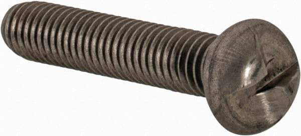 Made in USA - #10-32 UNF, 1" Length Under Head One Way Drive Machine Screw - Round Head, Grade 18-8 Stainless Steel, Uncoated, Without Washer - USA Tool & Supply