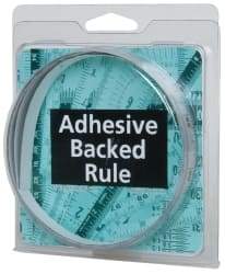 Made in USA - 6 Ft. Long x 1/2 Inch Wide, 1/32 Inch Graduation, Silver, Mylar Adhesive Tape Measure - Reads Left to Right, Horizontal Scale - USA Tool & Supply