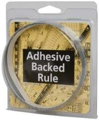 Made in USA - 6 Ft. Long x 1/2 Inch Wide, 1/32 Inch Graduation, Silver, Mylar Adhesive Tape Measure - Reads Right to Left, Horizontal Scale - USA Tool & Supply