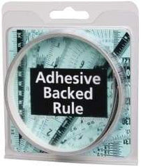 Made in USA - 9 Ft. Long x 1/2 Inch Wide, 1/32 Inch Graduation, Silver, Mylar Adhesive Tape Measure - Reads Left to Right, Horizontal Scale - USA Tool & Supply