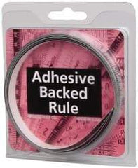 Made in USA - 9 Ft. Long x 1/2 Inch Wide, 1/32 Inch Graduation, Silver, Mylar Adhesive Tape Measure - Reads Right to Left, Horizontal Scale - USA Tool & Supply