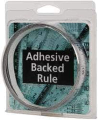 Made in USA - 12 Ft. Long x 1/2 Inch Wide, 1/32 Inch Graduation, Silver, Mylar Adhesive Tape Measure - Reads Left to Right, Horizontal Scale - USA Tool & Supply