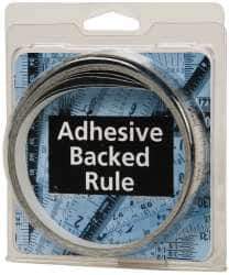 Made in USA - 12 Ft. Long x 1/2 Inch Wide, 1/32 Inch Graduation, Silver, Mylar Adhesive Tape Measure - Reads Right to Left, Horizontal Scale - USA Tool & Supply