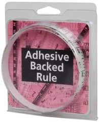 Made in USA - 3 Ft. Long x 1/2 Inch Wide, 1/16 Inch Graduation, Clear, Mylar Adhesive Tape Measure - Reads Left to Right, Horizontal Scale - USA Tool & Supply