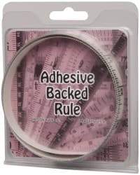 Made in USA - 3 Ft. Long x 1/2 Inch Wide, 1/16 Inch Graduation, Clear, Mylar Adhesive Tape Measure - Reads Right to Left, Horizontal Scale - USA Tool & Supply