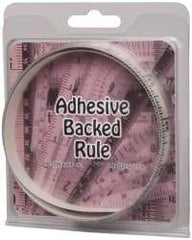 Made in USA - 3 Ft. Long x 1/2 Inch Wide, 1/16 Inch Graduation, Clear, Mylar Adhesive Tape Measure - Reads Right to Left, Horizontal Scale - USA Tool & Supply