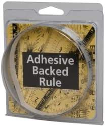 Made in USA - 3 Ft. Long x 1/2 Inch Wide, 1/16 Inch Graduation, Silver, Mylar Adhesive Tape Measure - Reads Left to Right, Horizontal Scale - USA Tool & Supply