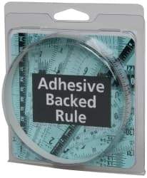 Made in USA - 3 Ft. Long x 1/2 Inch Wide, 1/16 Inch Graduation, Silver, Mylar Adhesive Tape Measure - Reads Right to Left, Horizontal Scale - USA Tool & Supply