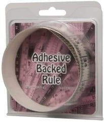 Made in USA - 3 Ft. Long x 1-1/4 Inch Wide, 1/16 Inch Graduation, Clear, Mylar Adhesive Tape Measure - Reads Left to Right, Horizontal Scale - USA Tool & Supply