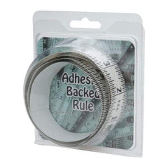 Made in USA - 3 Ft. Long x 1-1/4 Inch Wide, 1/16 Inch Graduation, Clear, Mylar Adhesive Tape Measure - Reads Right to Left, Horizontal Scale - USA Tool & Supply