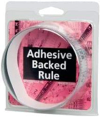 Made in USA - 3 Ft. Long x 1-1/4 Inch Wide, 1/16 Inch Graduation, Silver, Mylar Adhesive Tape Measure - Reads Left to Right, Horizontal Scale - USA Tool & Supply