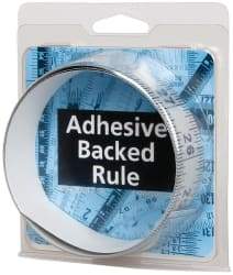 Made in USA - 3 Ft. Long x 1-1/4 Inch Wide, 1/16 Inch Graduation, Silver, Mylar Adhesive Tape Measure - Reads Right to Left, Horizontal Scale - USA Tool & Supply