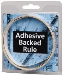 Made in USA - 6 Ft. Long x 1/2 Inch Wide, 1/16 Inch Graduation, Clear, Mylar Adhesive Tape Measure - Reads Left to Right, Horizontal Scale - USA Tool & Supply