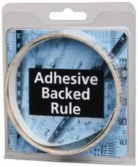 Made in USA - 6 Ft. Long x 1/2 Inch Wide, 1/16 Inch Graduation, Clear, Mylar Adhesive Tape Measure - Reads Left to Right, Horizontal Scale - USA Tool & Supply