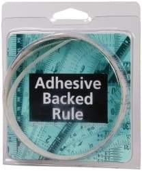 Made in USA - 6 Ft. Long x 1/2 Inch Wide, 1/16 Inch Graduation, Clear, Mylar Adhesive Tape Measure - Reads Right to Left, Horizontal Scale - USA Tool & Supply
